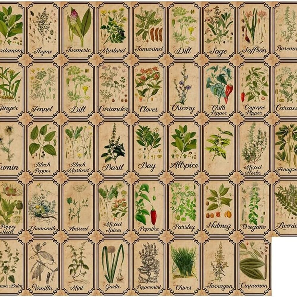 Herb and Spice Apothecary Labels Vintage Labels Stickers for Jars Bottles Tags